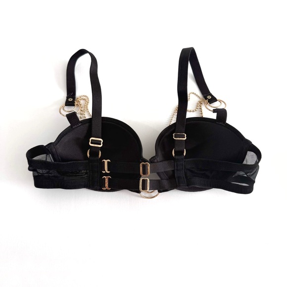 HONEY BIRDETTE SANA BLACK GOLD CIRCLE HANGING CHAIN PUSH-UP BALCONETTE BRA - Picture 7 of 10